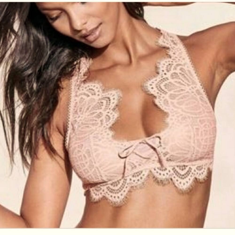 New!Victoria secret Dream Angels Lace bralette sz S light pink Y2K Cottagecore